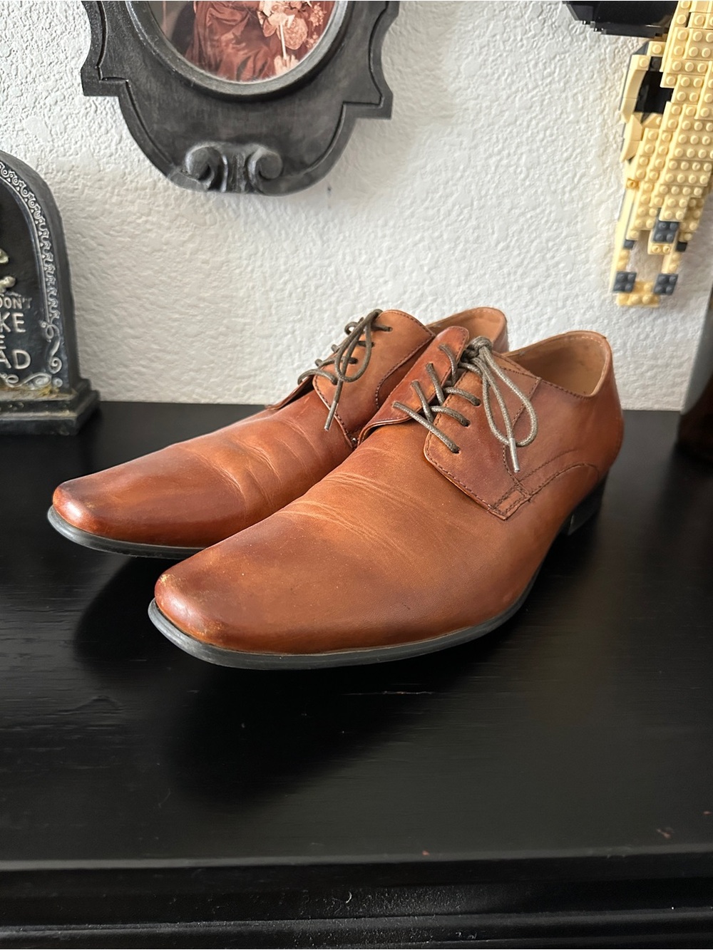 Aldo Men's Classic Leather Derby Shoes Brown Sz 10.5